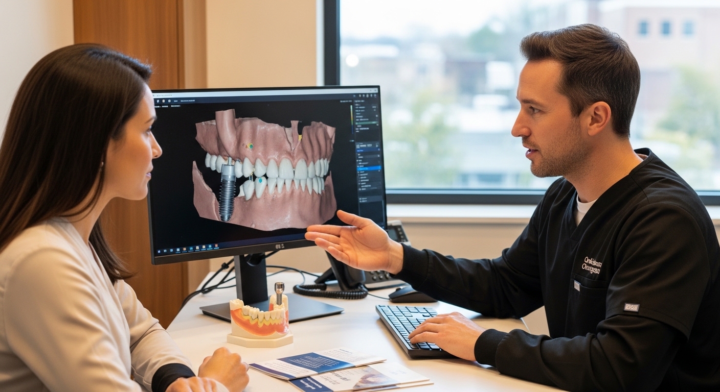Dental consultation focusing on financing implant options